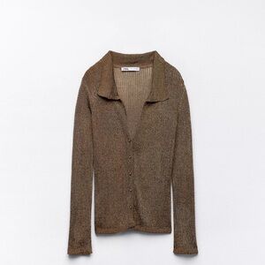 Zara Brown V-Neck Sweater